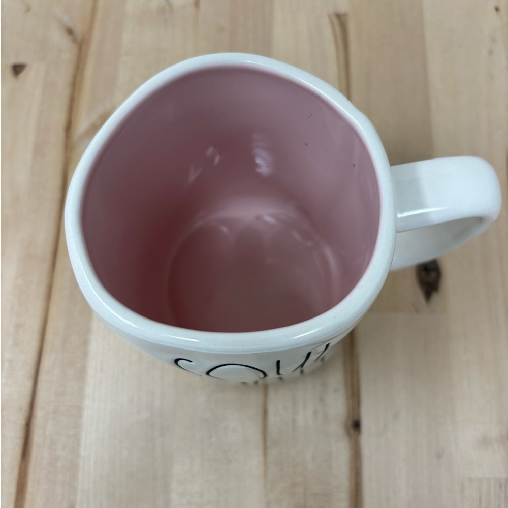 Rae Dunn SOUL MATE Mug White with Pink Interior Black LL Ceramic New - Picture 3 of 4